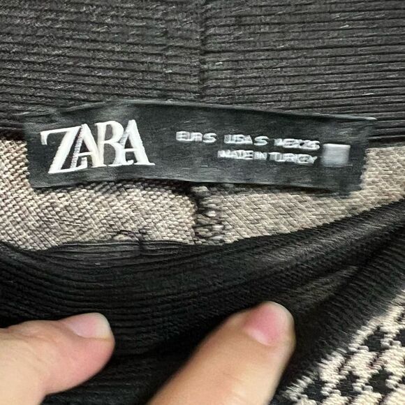 Zara Houndstooth Skinny Full Length Pants With Zipper on The Back of Leg Size S - Picture 2 of 4